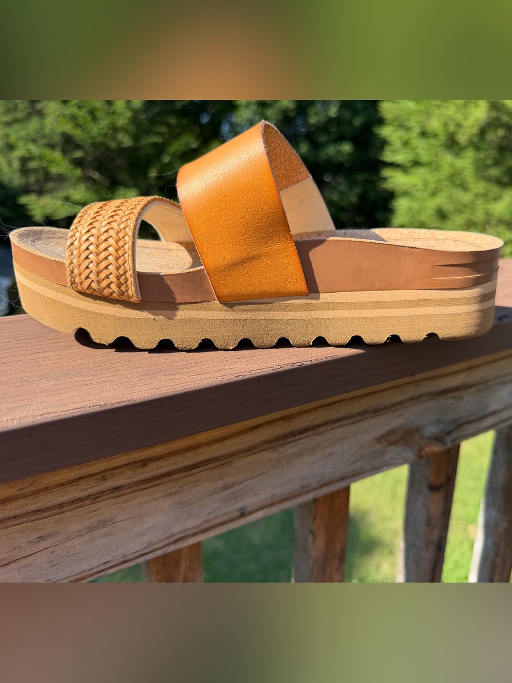 Reef Women’s Cushion Vista Hi Double-Strap Slide Sandals in Tan and Woven Brown - Picture 7 of 7